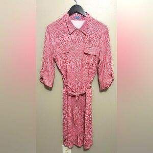 J. McLaughlin Gilchrist Catalina Pink & Blue Button Up Shirtdress Size XL